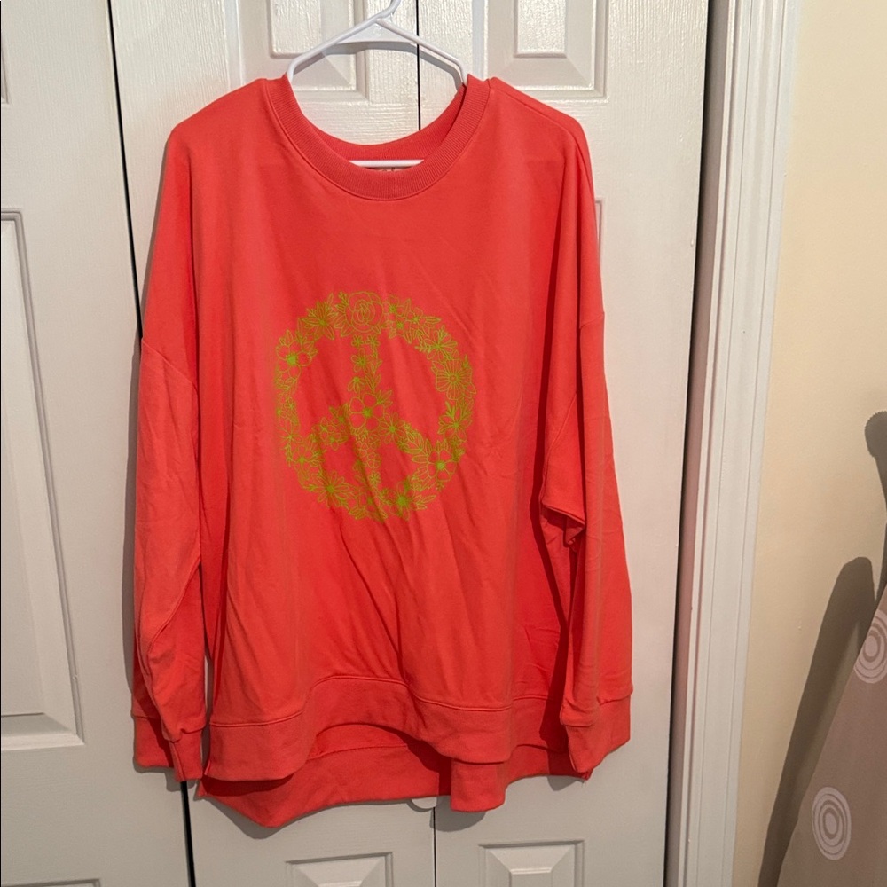 Coral Peace Sign Sweatshirt